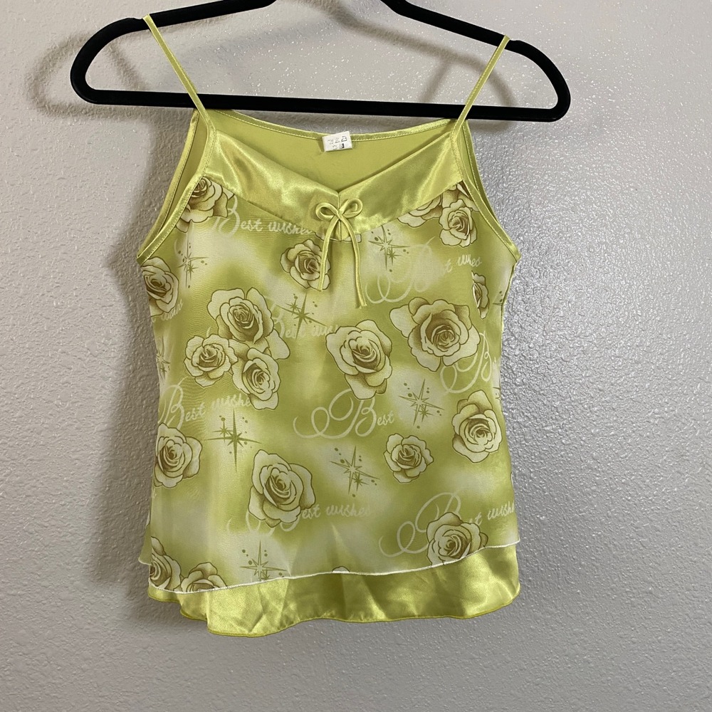 Vintage Y2K 2000s Green Fairycore Dainty Feminine Camisole L Casual Summer